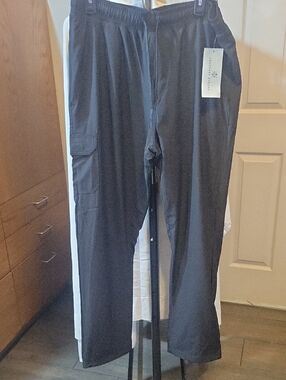 Men's Black Cargo Pants with Elastic Drawcord Waist